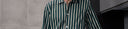 Pigiama classico uomo gessato verde a cardigan, 100% popeline
