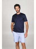 Pigiama serafino in popeline e luxury jersey, per un comfort contemporaneo Azzurro Julipet