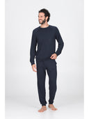 Completo homewear girocollo in soffice modal colore blu