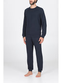 Completo homewear girocollo in soffice modal colore blu