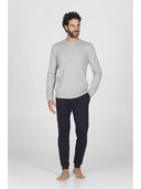 Completo homewear girocollo in soffice modal, colore spezzato grigio e blu