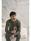 Completo homewear uomo, in soffice interlock di modal nuance verdone