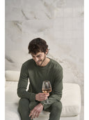Completo homewear uomo, in soffice interlock di modal nuance verdone