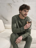 Completo homewear uomo, in soffice interlock di modal nuance verdone
