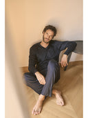 Pigiama scollo a v in leggerissimo e morbido 100% lyocell Blu Julipet
