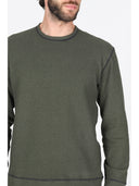 Crew neck reversible pajama with DOUBLE FACE fabric in two colors: green/blue or brown/gray