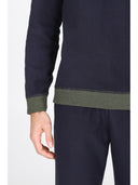 Crew neck reversible pajama with DOUBLE FACE fabric in two colors: green/blue or brown/gray