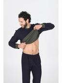 Crew neck reversible pajama with DOUBLE FACE fabric in two colors: green/blue or brown/gray