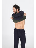 Crew neck reversible pajama with DOUBLE FACE fabric in two colors: green/blue or brown/gray