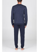 Pigiama serafino in leggerissimo jersey 100% cotone, fantasia a righe