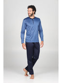 Pigiama classico in finissimo e pregiato 100% filoscozia fil a fil bluette Bluette Julipet