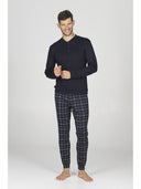 Pigiama uomo serafino,  in soffice modal e cotone, pantaloni scozzese