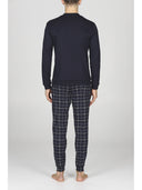 Pigiama uomo serafino,  in soffice modal e cotone, pantaloni scozzese