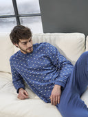 Pigiama uomo, in confortevole puro cotone bluette