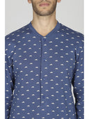 Camicia da notte uomo, in morbido interlock di puro cotone fantasia