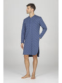 Camicia da notte uomo, in morbido interlock di puro cotone fantasia