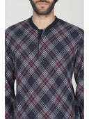 Pigiama serafino in confortevole jacquard di cotone, scozzese
