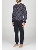 Pigiama serafino in confortevole jacquard di cotone, scozzese