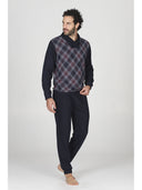 Pigiama uomo in jacquard geometrico con collo incrociato