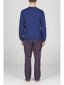Pigiama girocollo con pantalone in flanella scozzese, con sacchetto portapigiama