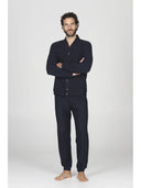 Pigiama uomo cardigan in punto milano con lavorazione scarto ago