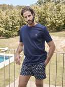 T-shirt uomo in jersey di puro cotone blu