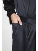 Vestaglia uomo in pregiato raso di pura seta blu