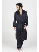 Vestaglia uomo in pregiato raso di pura seta blu