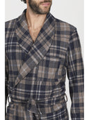 Giacca da camera in confortevole jacquard scozzese blu