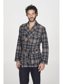 Giacca da camera in confortevole jacquard scozzese blu