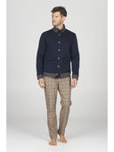 Cardigan uomo in morbida e calda felpa blu, con collo alto