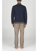 Cardigan uomo in morbida e calda felpa blu, con collo alto