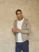 Felpa uomo zip con cappuccio, in tessuto tecnico stretch traspirante j-tech