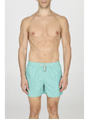 Beach shorts in light microfiber fabric with "tie green" pattern