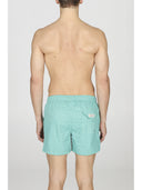 Beach shorts in light microfiber fabric with "tie green" pattern