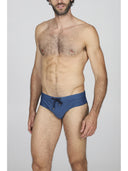 Slip mare uomo fantasia micro geometrica blu