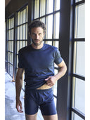 Boxer blu top di gamma, in jersey di puro cotone mercerizzato e gasato