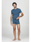 T-shirt uomo girocollo in cotone stretch, colore petrolio