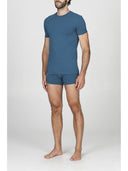 T-shirt uomo girocollo in cotone stretch, colore petrolio