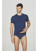 T-shirt uomo girocollo in cotone stretch, colore bluette