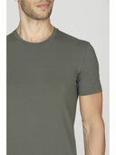 T-shirt uomo girocollo in cotone stretch, colore verde militare