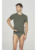 T-shirt uomo girocollo in cotone stretch, colore verde militare