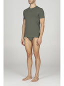 T-shirt uomo girocollo in cotone stretch, colore verde militare