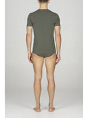 T-shirt uomo girocollo in cotone stretch, colore verde militare