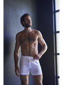 Boxer parigamba in interlock di puro cotone"doppia maglia" bianco