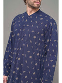 Camicia da notte in morbido interlock di puro cotone Blu Julipet