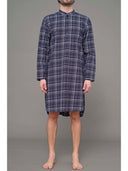 Camicia da notte in flanella 100% cotone Quad.blu Julipet
